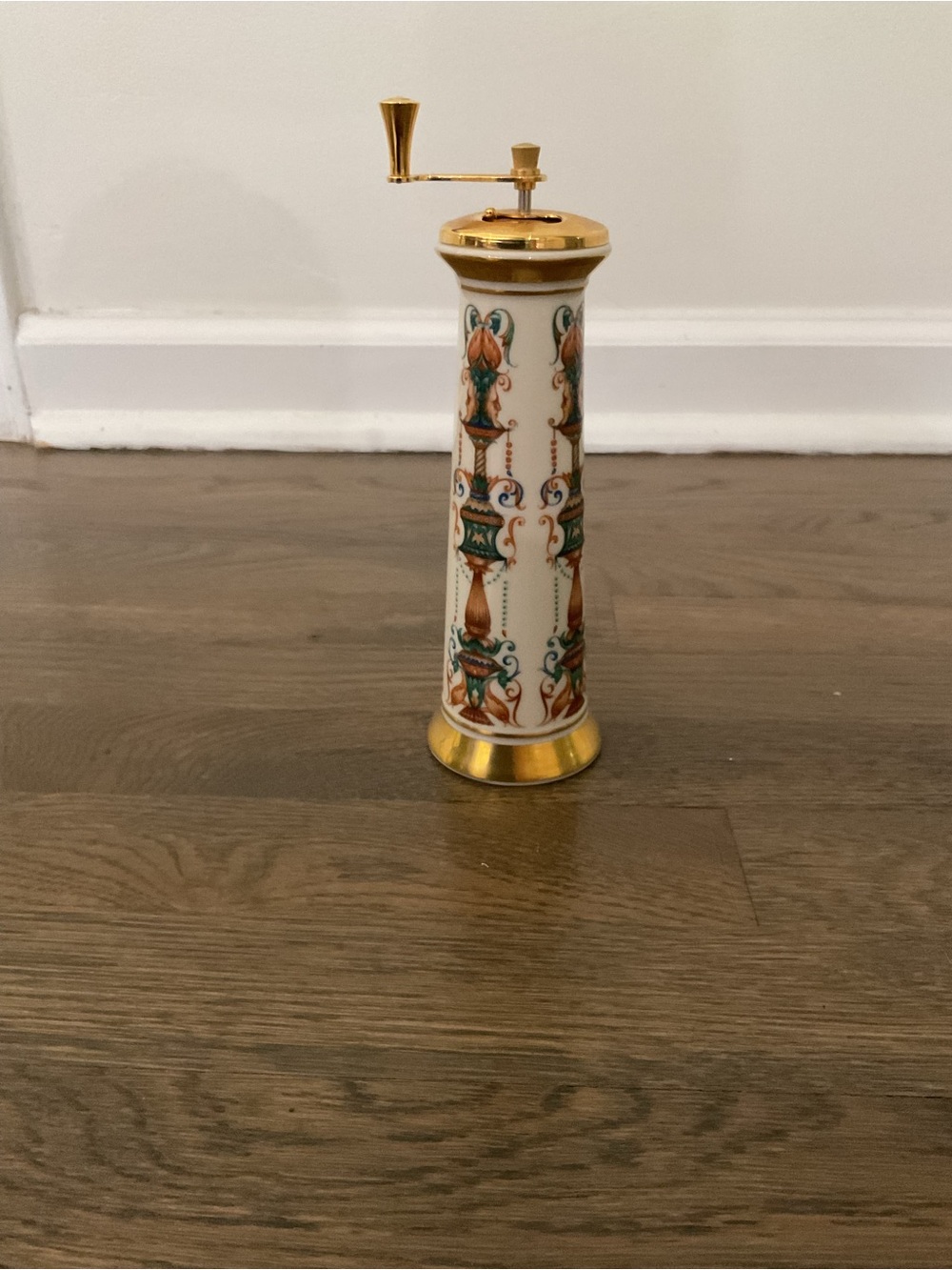Lenox Porcelain Pepper Mill in White, Gold, Green and Brown